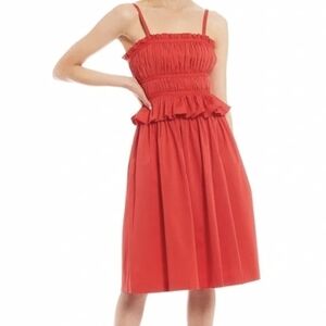 NWT Antonio Melani Taylor Stretch Cotton Sateen Peplum Waist Dress Red